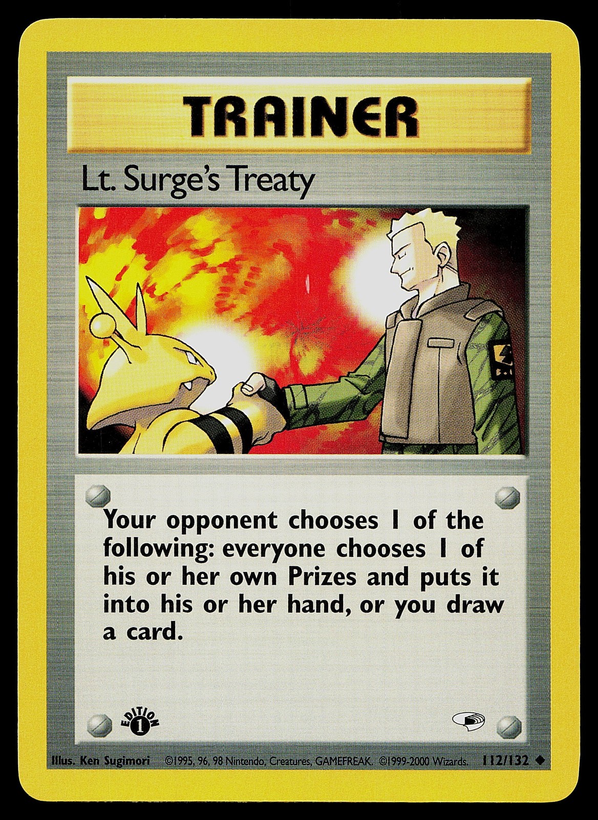 Pokemon Card - Lt. Surge's Treaty 1st Edition Gym Heroes 112/132 Uncommon