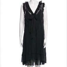 Marc by Marc Jacobs black sheer silk ruffle trim dress
