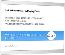 Wall Mount Acrylic Sign Holder Self Adhesive Magnetic Display Frame Clear Docume