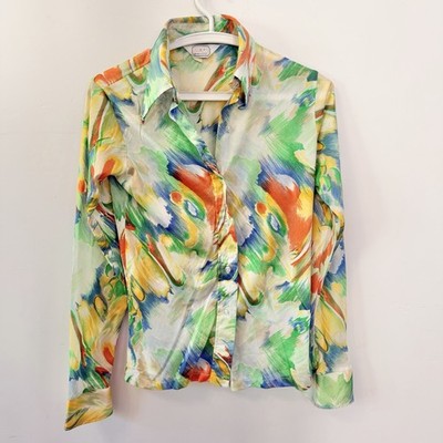 Vintage Beeline fashions 60 s 70 s Button Up Blouse Sz 32 Retro Psychedelic