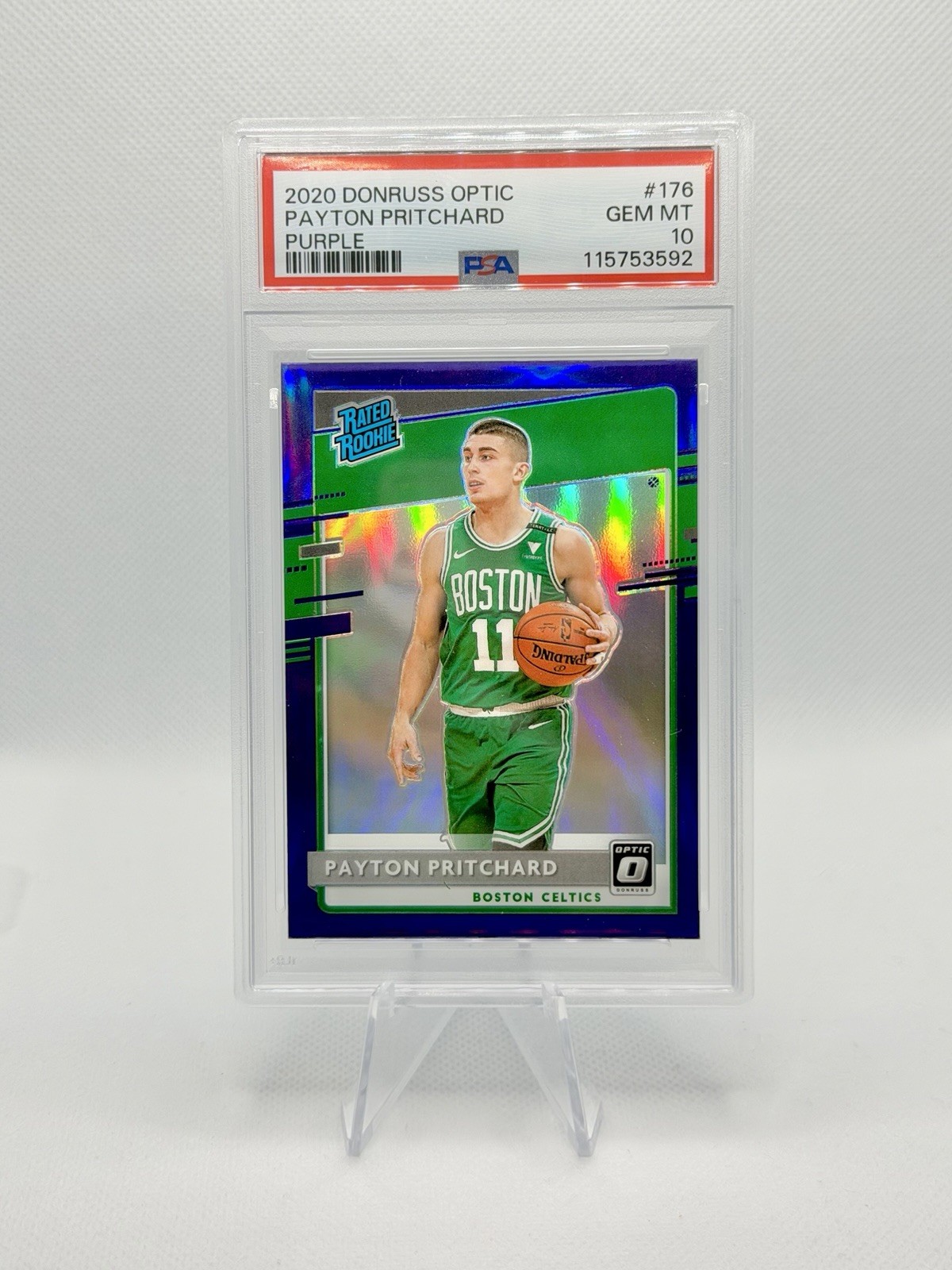 2020 Donruss Optic Rated Rookies Payton Pritchard #176 Purple Prism (RC) PSA 10