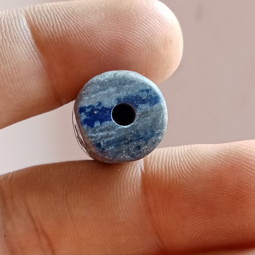 MEDIEVAL INTAGLIO SEAL CYLINDER LAPIS LAZULI STONE STAMP BEAD - Picture 6 of 6