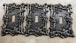 Lot 3 VTG 1967 American Tack Hardware Switch Plate Covers 60T Gold Metal Rococo