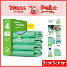 34" x 36" Reusable Incontinence Bed Pads - 4 Pack - Maximum Absorbency  Comfort