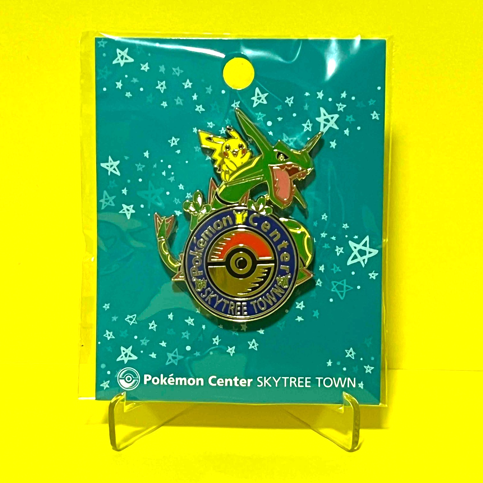 Pokémon Center SKYTREE TOWN Exclusive Pikachu Rayquaza Pin Badge Official Japan