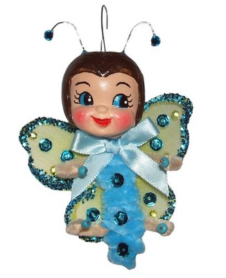 ANTHROPOMORPHIC BUTTERFLY BUG Ornament Wall PIXIE Figurine Vintage Kitsch Style