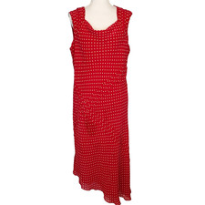 Y2K Adrianna Papell 100% Silk Polka Dot Ruffled Dress 18w Fairy Mermaid Princes