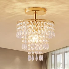 Modern Mini Crystal Chandelier, 3-Tier Raindrops Design Small Chandelier Ligh...