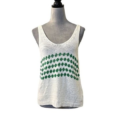 bMoon & Madison Women's Shamrock Knit Tank Top M St. Patrick Summer Spring Break