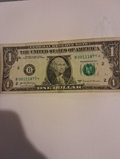 B 00111877 * Low 3 digit 1 dollar Star Note B 00111877*