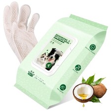 Pet Grooming Glove Wipes for Dogs  Cats, Hypoallergenic Deodorizing Cleansin...