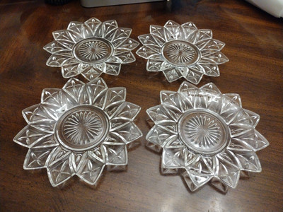 4  VTG Clear Federal Glass Cut Glass  6 1/2'' Bread & Butter / Desert Plate 