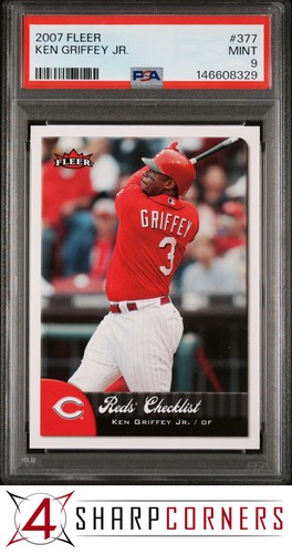 2007 FLEER #377 KEN GRIFFEY JR. REDS HOF POP 2 PSA 9