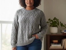 Bill Blass Gray Cable Knit Sweater Heavy Weight - XL Unisex