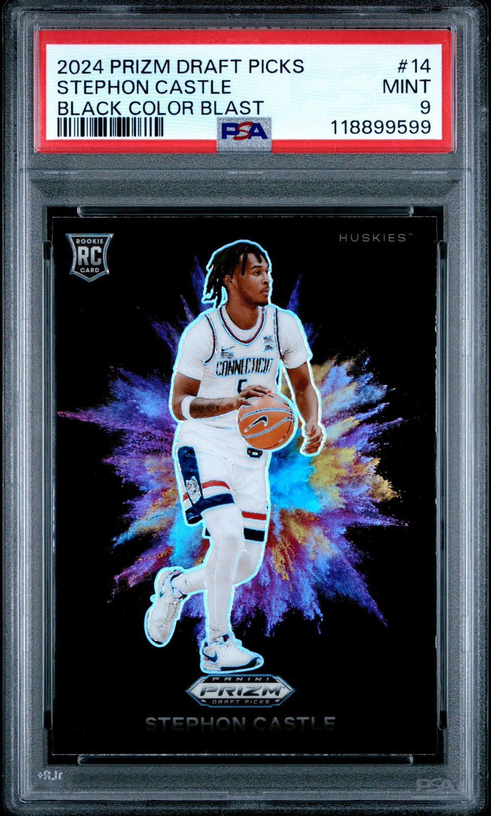 2024 PANINI PRIZM DRAFT PICKS BLACK COLOR BLAST #14 STEPHON CASTLE PSA 9