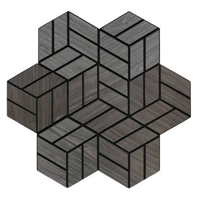 Hexagon 3D Design Wood Veneer Honeycomb Cutout Wall Decor Panels Black Oak 10pcs