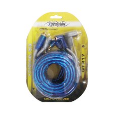 XScorpion 17Ft. 4-Channel Triple Shielded RCA Cable Blue/Gray 