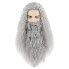 The Hobbit Gandalf Costume Halloween Cosplay Wizard Outfit Cloak+Wig Hairs+Beard