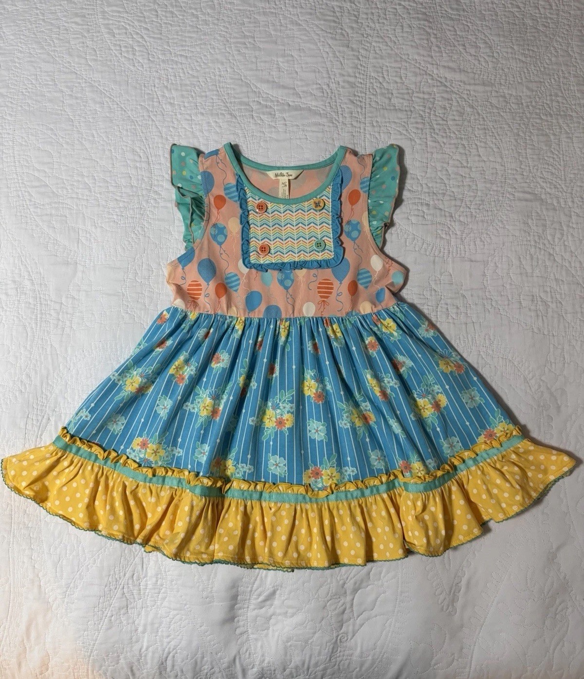 Matilda Jane Dream Chasers Balloon Play Tunic Top Girls Size 12 Lace Flowers