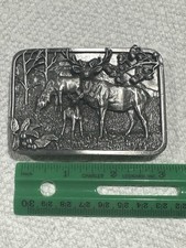 Belt Buckle 1982 Siskiyou Elk Wapiti L-10 Pewter Wilderness 3.5" Vintage