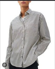 AMAZON ESSENTIALS Mens XXL BLACK White Stripe Button Front Shirt NWT