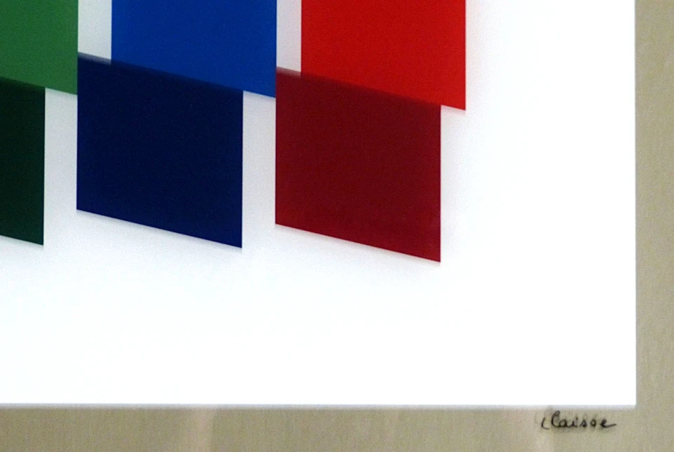 Claisse Geneviéve" Rouge-Vert-Bleu " Mischtechnik hinter Plexiglas, handsigniert - Bild 4 von 4