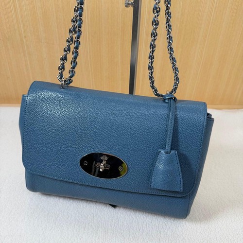Mulberry Lily Chain Shoulder Bag Blue Leather Turn Lock Classic Crossbody Bag