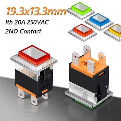 19x13mm Rectangle Push Button Switch Latching / Momentary ON OFF 20A LED Light