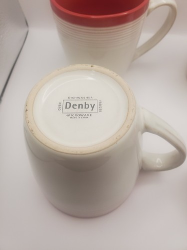 DENBY INTRO ALFRESCO ROT & WEISS STEINZEUG TASSEN X 4 - Bild 3 von 4
