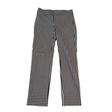 J. Mclaughlin Gingham Pull On Pants Womens Size 12 Black Preppy Academia Casual