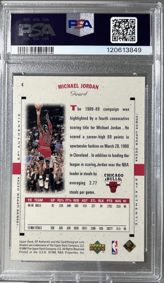 1998-99 SP Authentic Michael Jordan #4 PSA 8 - Chicago Bulls - Image 2 of 2