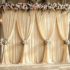 40X10Ft Champagne Backdrop Curtain Panels for Parties - Wrinkle Free Polyester P