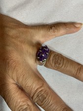 Amethyst Natural Stone Size 7 Sterling Silver 925
