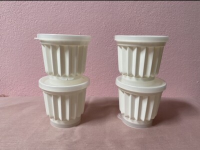 TUPPERWARE Vintage Set 4 x Jelly Cups / Pudding Molds   Beige Colour (new)