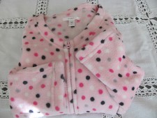 PINK Robe Zippered PJ Night Gown Sleepwear Polka Dots NEW SMALL