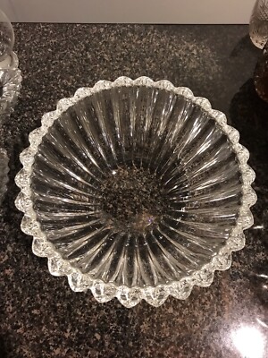 TIFFANY & CO. Hearts Crystal Bowl 3 3/4” Tall X 8 1/4” Wide Signed