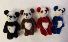 4X LOT World of Miniature Bears By Theresa Yang 1.5" Plush Bear Panda 170-4-LOT