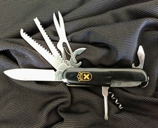 Rite-Edge Black Swiss Scout Camping Pocket Knife Multi Tool - Same Day Shipping!