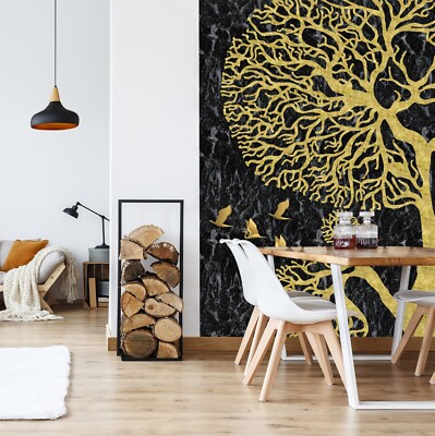 3D Golden Tree 9694 Wallpaper Mural Wall Print Wall Wallpaper Murals US Coco