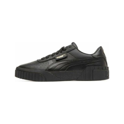 Size 6 Puma Cali Women's Triple Black Leather Sneaker 369155-05 