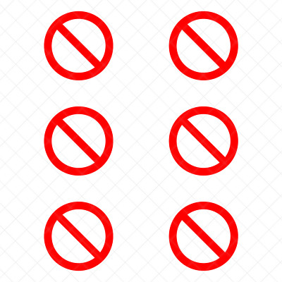 Set of 6 ''DO NOT / NO '' Sign Symbol Vinyl Decals | Warning Stickers