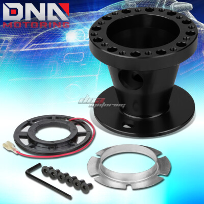 FOR 1G 2G MIT ECLIPSE/LANCER BLACK FULL ALUMINUM STEERING WHEEL HUB ADAPTOR KIT