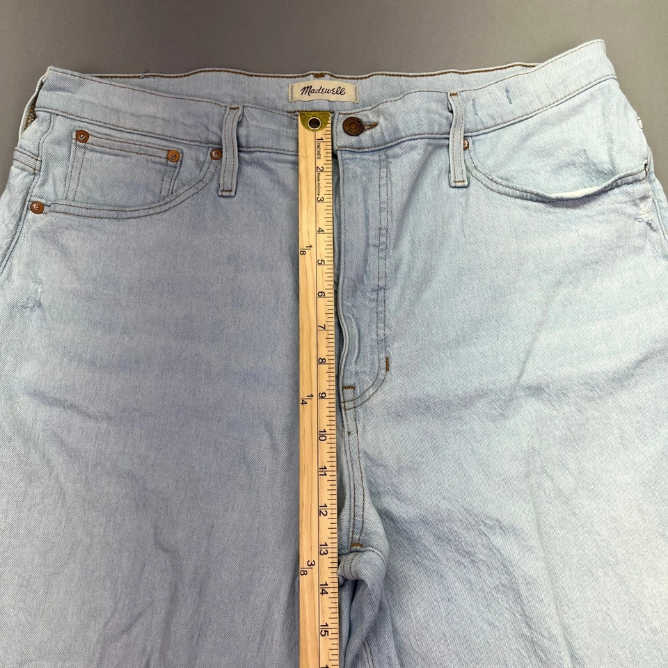 Madewell воздушный шар джинсы искусственно состаренный свет стирка джинсовой ткани с высокой талией размер 33T подходит 37» США - Изображение 2 из 4