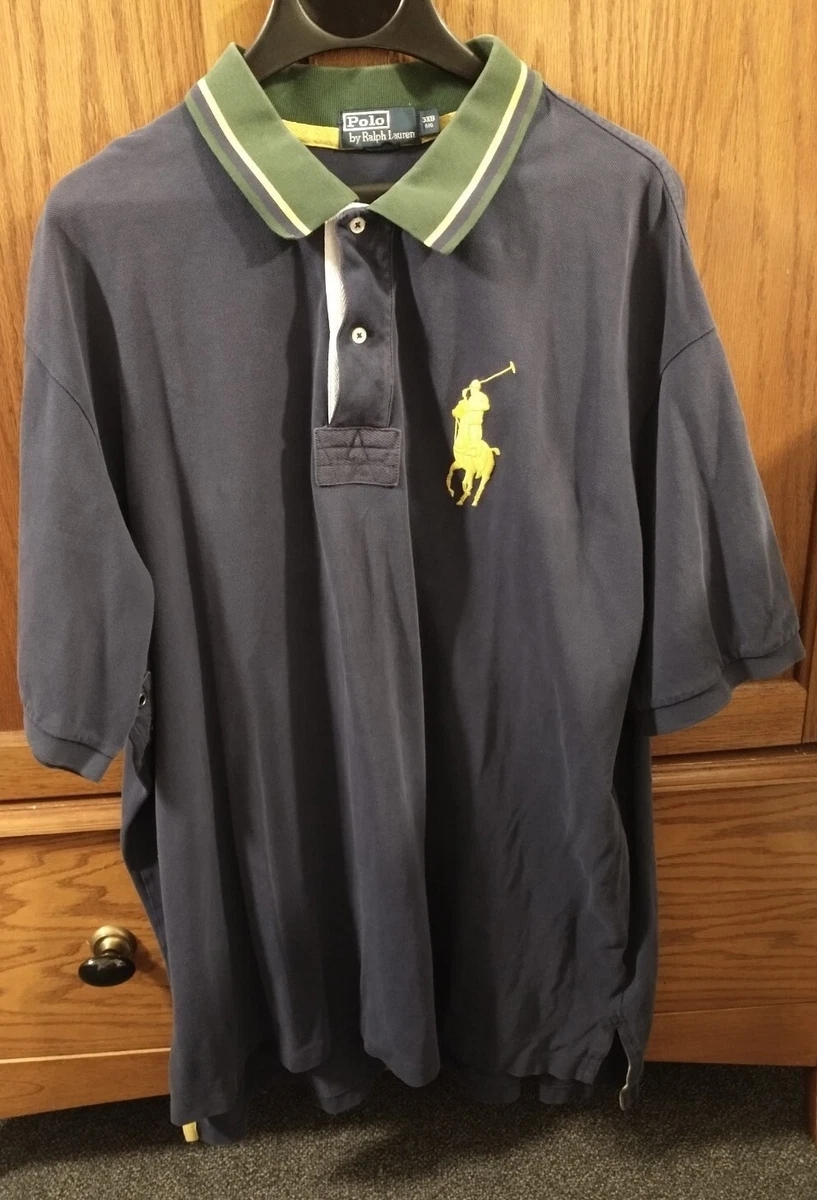 Polo Ralph Lauren Big Horse Polo Shirt Blue Yellow Size Men s 3XB