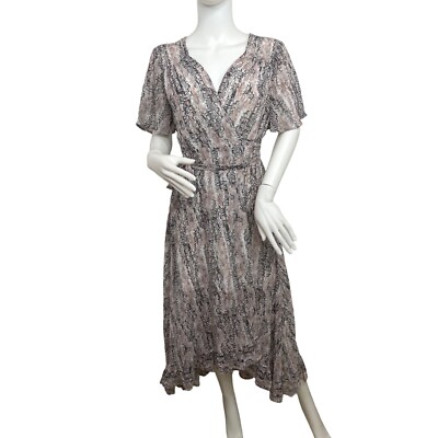 Miami Maxi Dress M Francesca s Hi/Lo Ruffled Hemline Wrap Around Flutter Sleeves