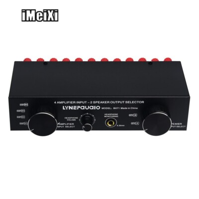 LINEPAUDIO Amplifier Speaker Switcher Amplifier Selector 4 IN 2 OUT / 2 IN 4 OUT