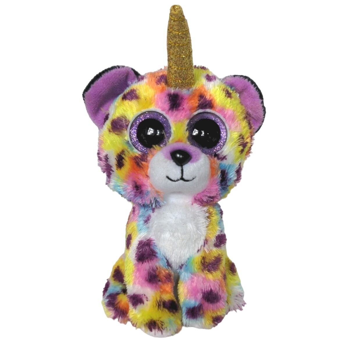 Ty Beanie Boo Giselle Unicorn Rainbow Leopard Plush Stuffed Animal