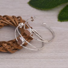 Best Quality Rough Rose Quartz 925 Sterling Silver Hoop Earring For Jewelry Gift