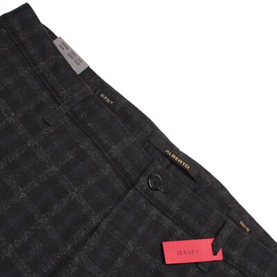 Alberto NWT Chinos / Casual Pants Size 36 US Rob Slim Blue Plaid Polyester Blend