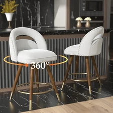 Modern Bar Stools Set of 2/4 Swivel Counter Height Chairs for Kitchen Island